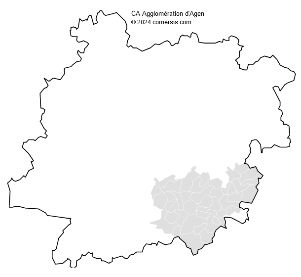 Communauté d'agglomération Agglomération d'Agen cartographie