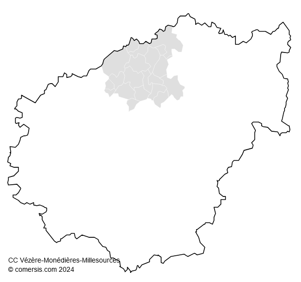 Communauté de Communes Vézère-Monédières-Millesources cartographie